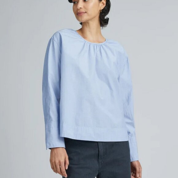 NWT Everlane Poplin Breeze Shirt Women's XS Light Blue 100% Cotton - Picture 15 of 16
